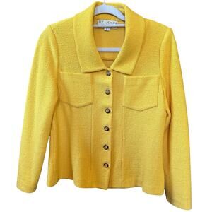 St. John Collection Yellow Santana Knit Jacket 6 Marie Gray Gold Button Front